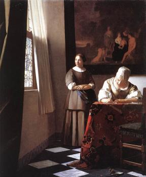 約翰尼斯 維米爾 Lady Writing a Letter with Her Maid